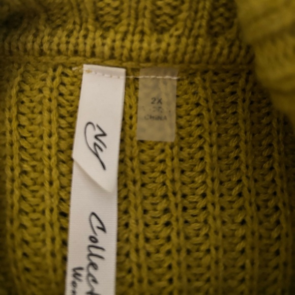 NY Collection Mustard Cowl Neck Sweater - Picture 5 of 6